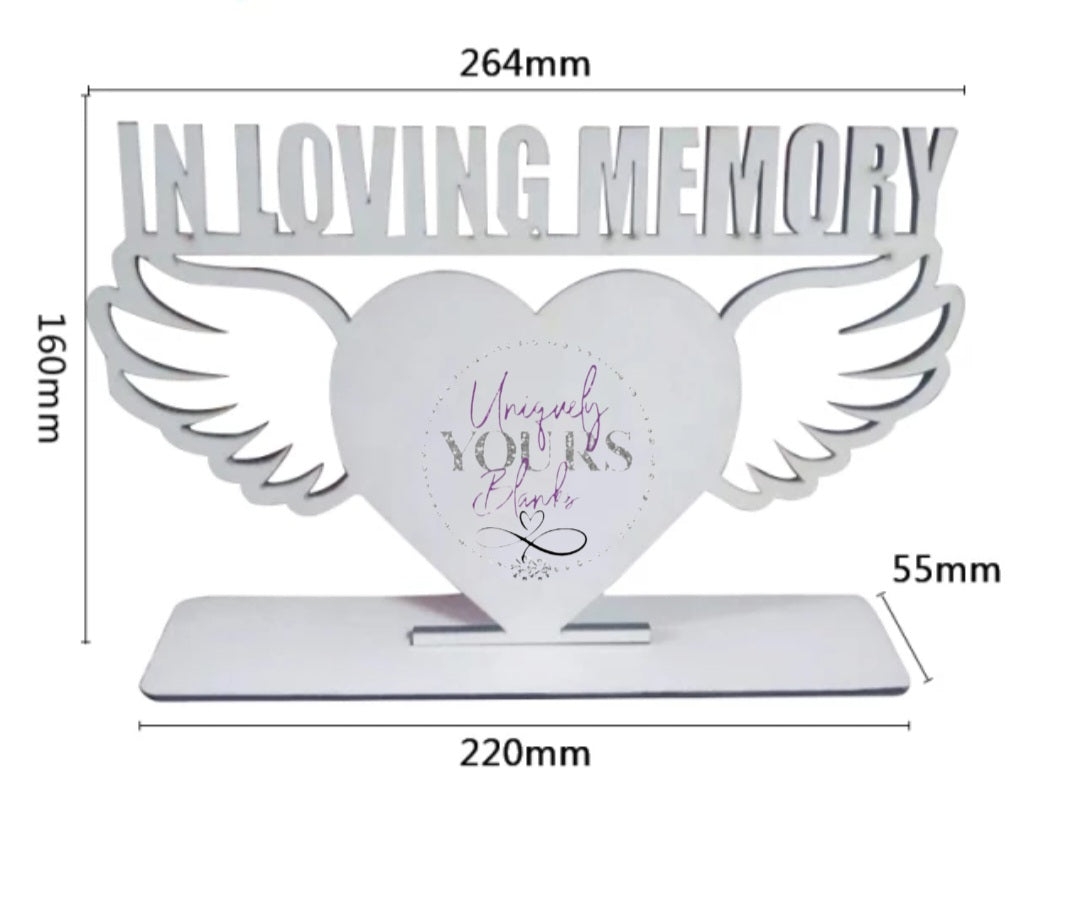 Angel Wing Memory photo plaque with stand