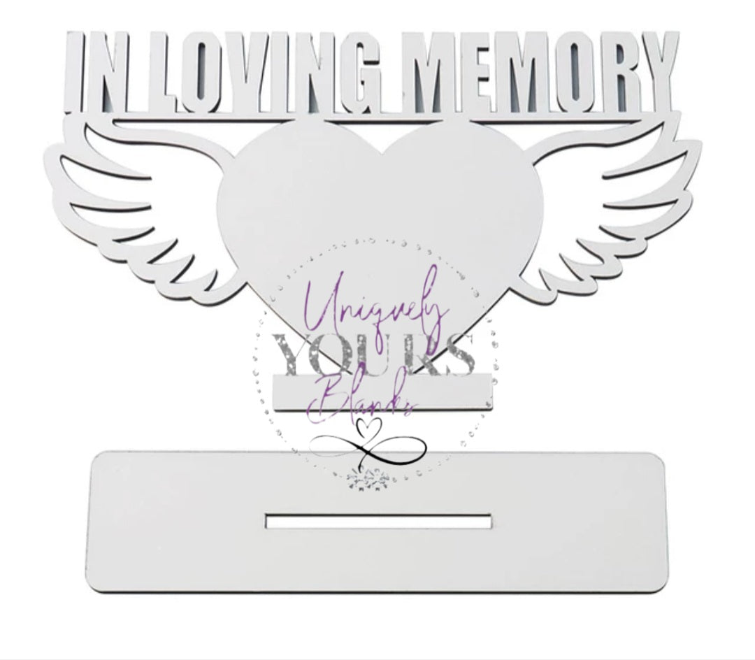 Angel Wing Memory photo plaque with stand